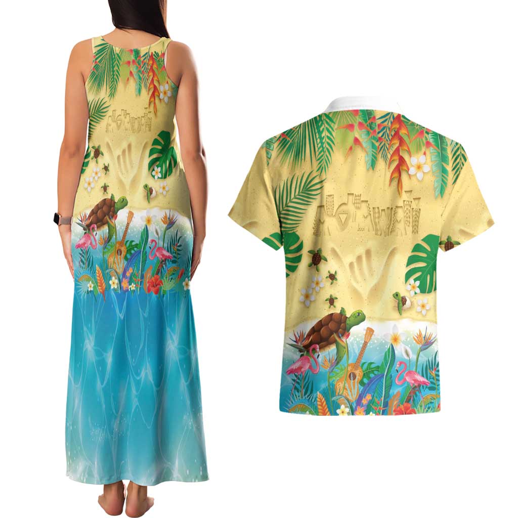 Hawaiian Alohawaii Couples Matching Tank Maxi Dress and Hawaiian Shirt Tropical Plants and Animals on The Beach LT03 - Polynesian Pride