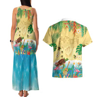 Hawaiian Alohawaii Couples Matching Tank Maxi Dress and Hawaiian Shirt Tropical Plants and Animals on The Beach LT03 - Polynesian Pride