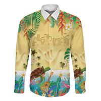 Hawaiian Alohawaii Family Matching Off The Shoulder Long Sleeve Dress and Hawaiian Shirt Tropical Plants and Animals on The Beach LT03 Dad's Shirt - Long Sleeve Multicolor - Polynesian Pride