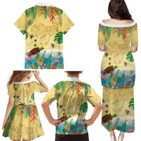 Hawaiian Alohawaii Family Matching Puletasi and Hawaiian Shirt Tropical Plants and Animals on The Beach LT03 - Polynesian Pride