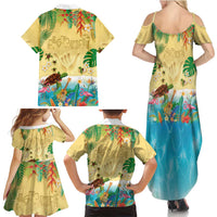 Hawaiian Alohawaii Family Matching Summer Maxi Dress and Hawaiian Shirt Tropical Plants and Animals on The Beach LT03 - Polynesian Pride
