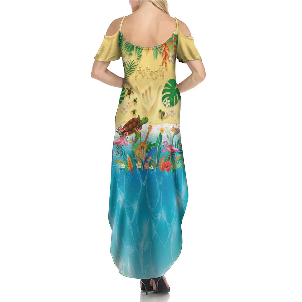Hawaiian Alohawaii Family Matching Summer Maxi Dress and Hawaiian Shirt Tropical Plants and Animals on The Beach LT03 - Polynesian Pride