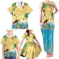 Hawaiian Alohawaii Family Matching Tank Maxi Dress and Hawaiian Shirt Tropical Plants and Animals on The Beach LT03 - Polynesian Pride
