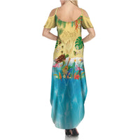 Hawaiian Alohawaii Summer Maxi Dress Tropical Plants and Animals on The Beach - Polynesian Pride