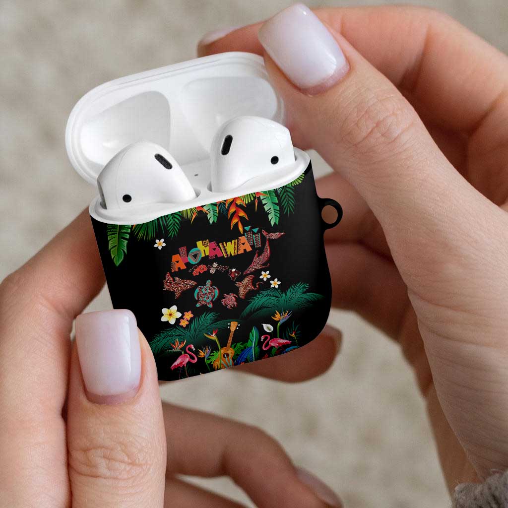 Hawaiian Alohawaii AirPods Case Tribal Sea Animals Tattoo and Tropical Plants - Polynesian Pride