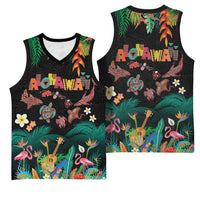 Hawaiian Alohawaii Basketball Jersey Tribal Sea Animals Tattoo and Tropical Plants LT03 - Polynesian Pride