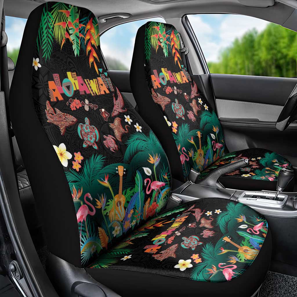 Hawaiian Alohawaii Car Seat Cover Tribal Sea Animals Tattoo and Tropical Plants LT03 - Polynesian Pride