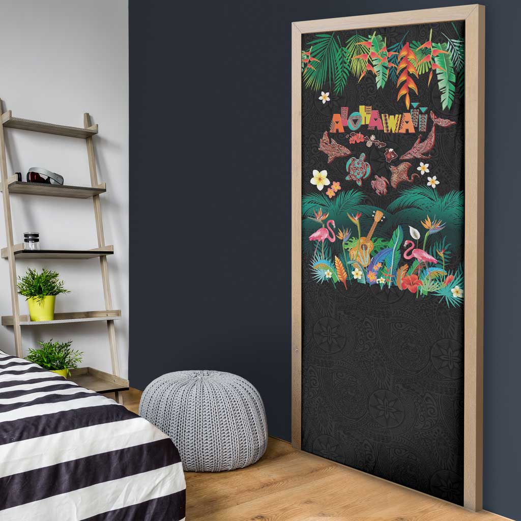 Hawaiian Alohawaii Door Cover Tribal Sea Animals Tattoo and Tropical Plants LT03 - Polynesian Pride