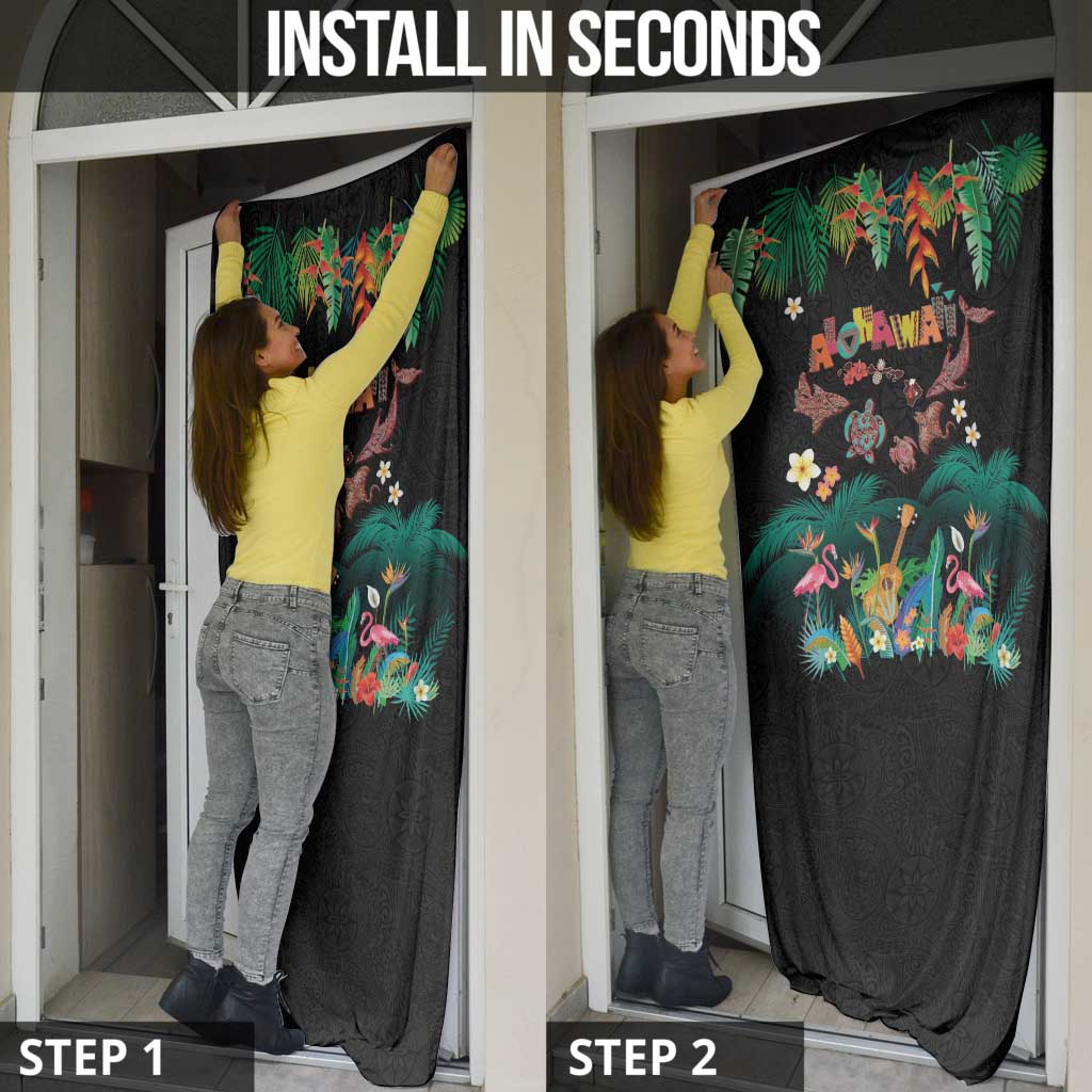 Hawaiian Alohawaii Door Cover Tribal Sea Animals Tattoo and Tropical Plants LT03 - Polynesian Pride