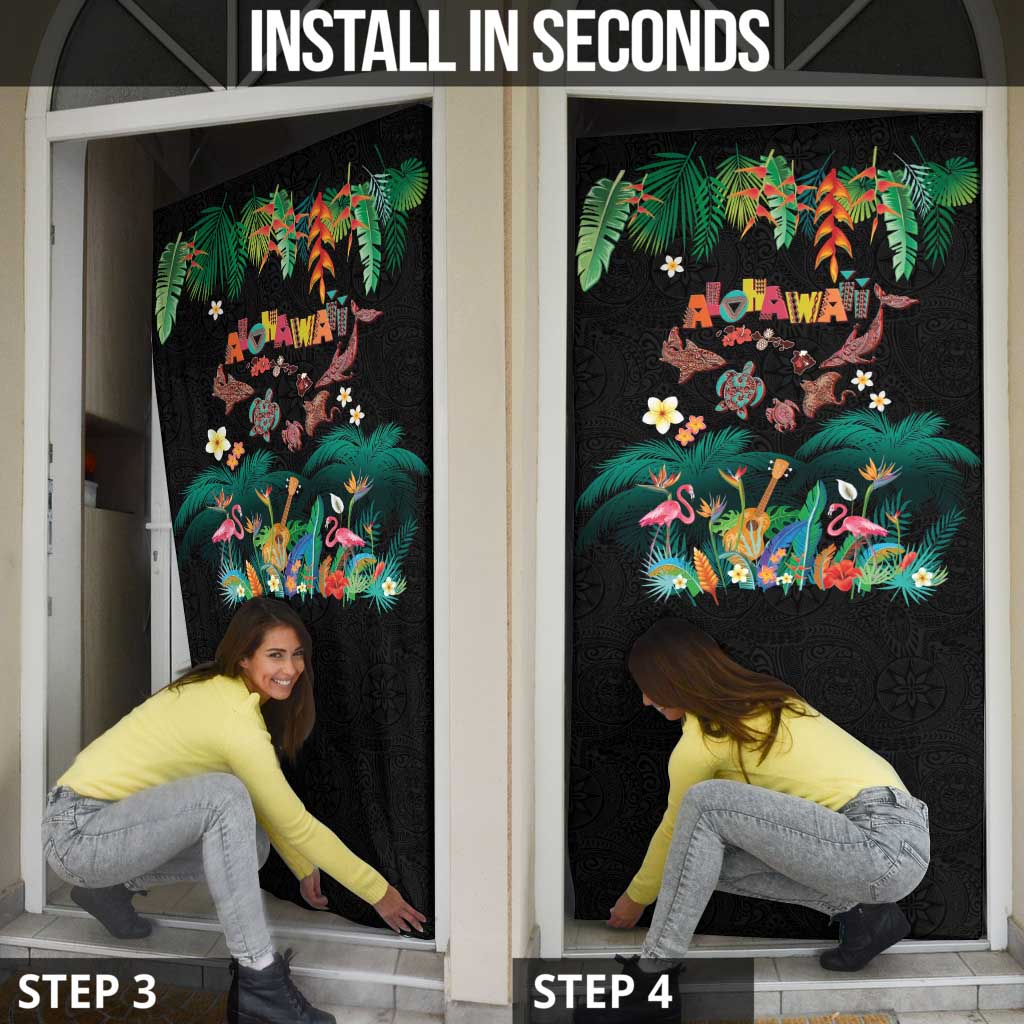 Hawaiian Alohawaii Door Cover Tribal Sea Animals Tattoo and Tropical Plants LT03 - Polynesian Pride