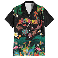 Hawaiian Alohawaii Hawaiian Shirt Tribal Sea Animals Tattoo and Tropical Plants LT03 Black - Polynesian Pride