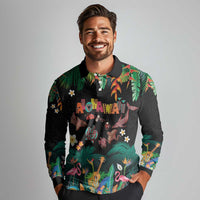 Hawaiian Alohawaii Long Sleeve Polo Shirt Tribal Sea Animals Tattoo and Tropical Plants LT03 - Polynesian Pride