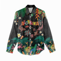 Hawaiian Alohawaii Women Casual Shirt Tribal Sea Animals Tattoo and Tropical Plants LT03 - Polynesian Pride