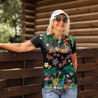 Hawaiian Alohawaii Women Polo Shirt Tribal Sea Animals Tattoo and Tropical Plants LT03 - Polynesian Pride