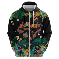 Hawaiian Alohawaii Zip Hoodie Tribal Sea Animals Tattoo and Tropical Plants LT03 - Polynesian Pride