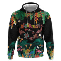 Hawaiian Alohawaii Zip Hoodie Tribal Sea Animals Tattoo and Tropical Plants LT03 Pullover Hoodie Black - Polynesian Pride