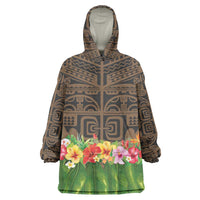 Hawaiian Hula Costume Wearable Blanket Hoodie Tribal Tattoo and Tropical Plants Skirt LT03 One Size Brown - Polynesian Pride