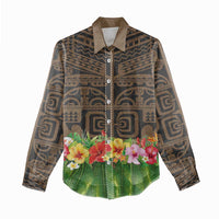 Hawaiian Hula Costume Women Casual Shirt Tribal Tattoo and Tropical Plants Skirt LT03 - Polynesian Pride