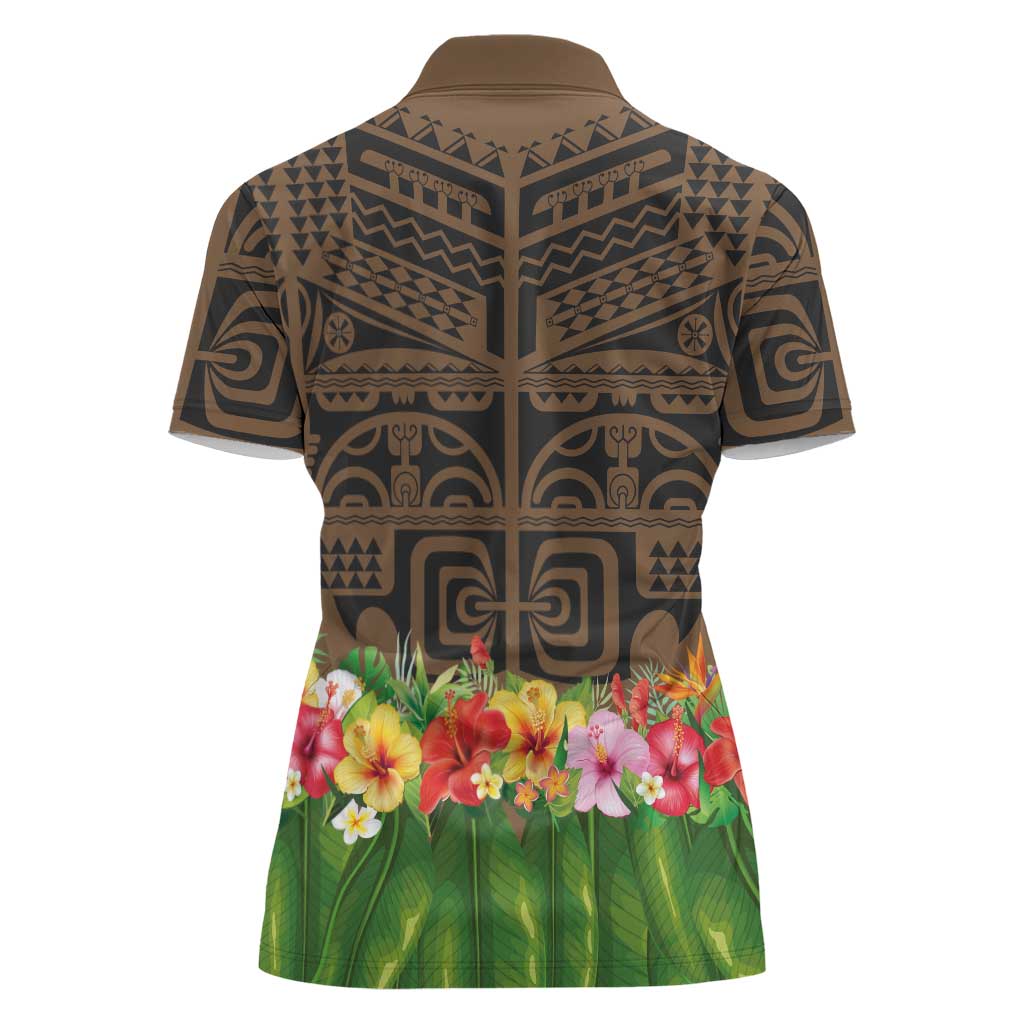 Hawaiian Hula Costume Women Polo Shirt Tribal Tattoo and Tropical Plants Skirt LT03 - Polynesian Pride