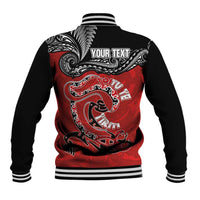 Personalised Aotearoa Toitu Te Tiriti Baseball Jacket Taniwha Tribal Motifs