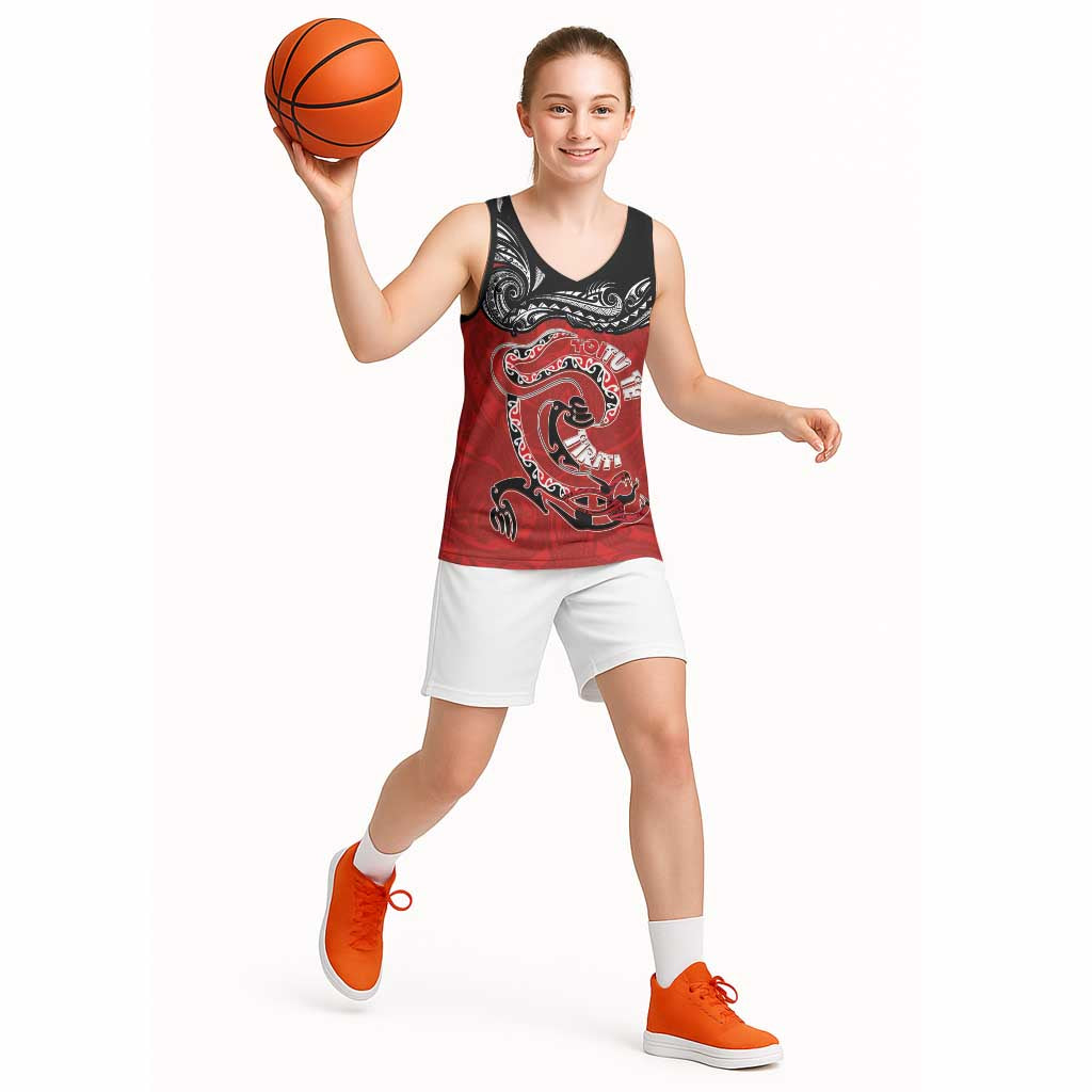 Personalised Aotearoa Toitu Te Tiriti Basketball Jersey Taniwha Tribal Motifs