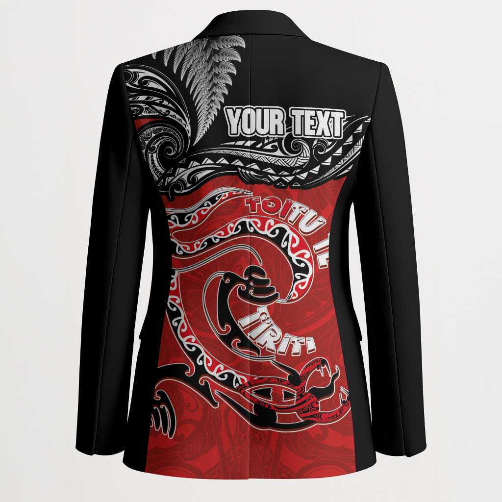 Personalised Aotearoa Toitu Te Tiriti Blazer Taniwha Tribal Motifs