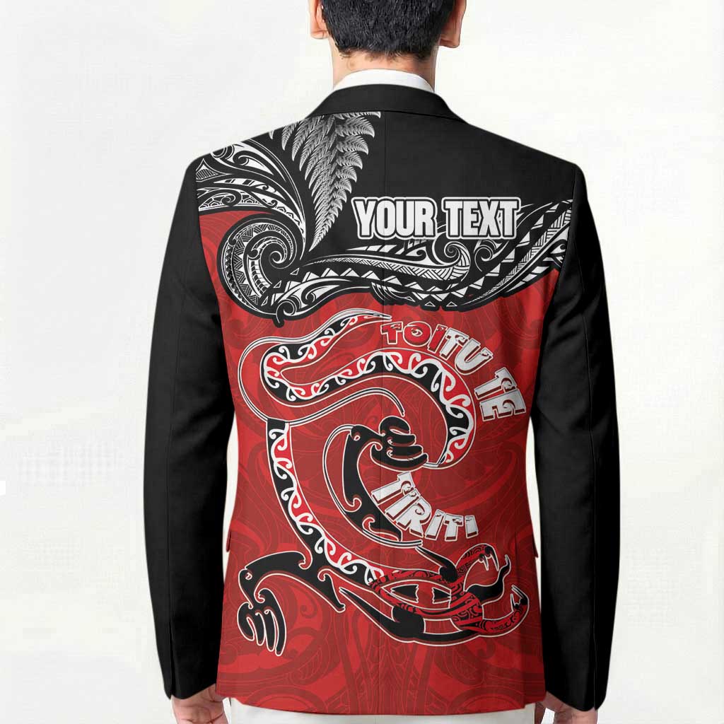 Personalised Aotearoa Toitu Te Tiriti Blazer Taniwha Tribal Motifs