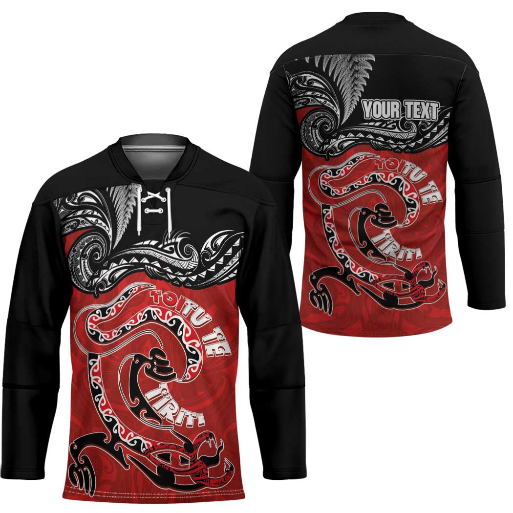 Personalised Aotearoa Toitu Te Tiriti Hockey Jersey Taniwha Tribal Motifs