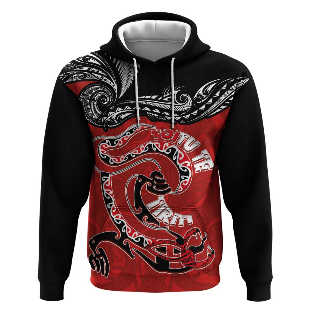 Personalised Aotearoa Toitu Te Tiriti Hoodie Taniwha Tribal Motifs