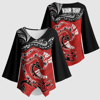 Personalised Aotearoa Toitu Te Tiriti Kimono Sleeve Blouse Taniwha Tribal Motifs