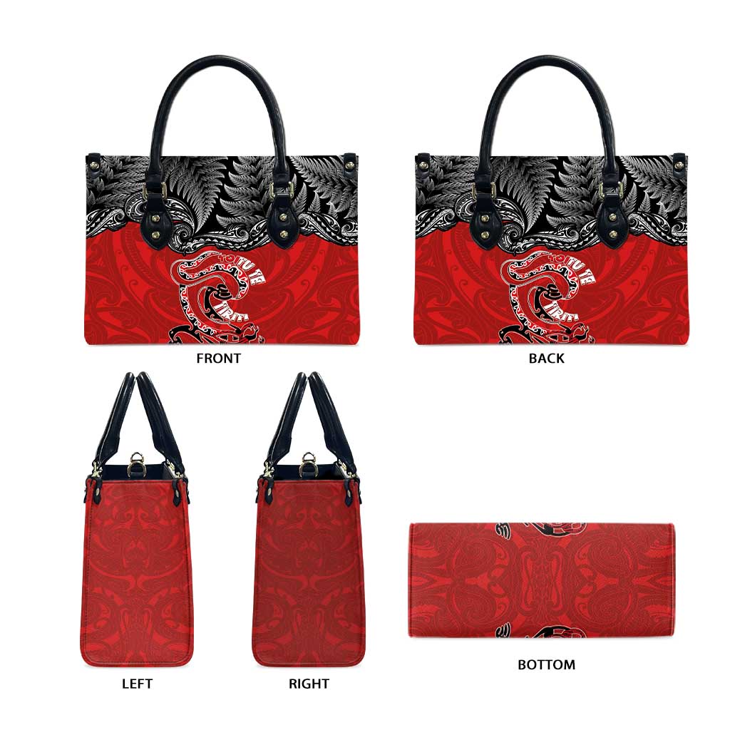 Aotearoa Toitu Te Tiriti Leather Bag Taniwha Tribal Motifs