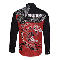 Personalised Aotearoa Toitu Te Tiriti Long Sleeve Button Shirt Taniwha Tribal Motifs