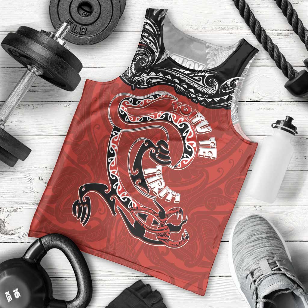 Personalised Aotearoa Toitu Te Tiriti Men Tank Top Taniwha Tribal Motifs
