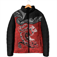 Personalised Aotearoa Toitu Te Tiriti Padded Jacket Taniwha Tribal Motifs