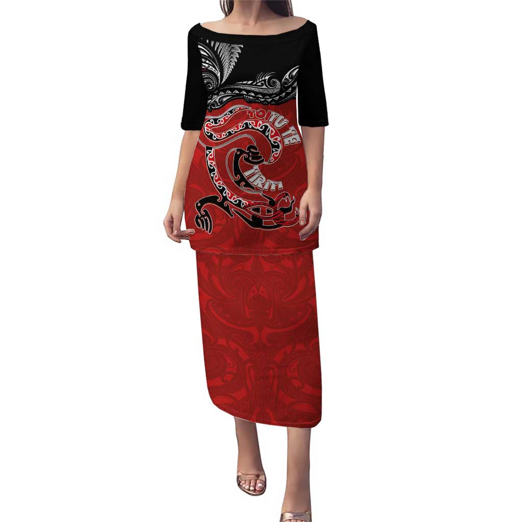 Personalised Aotearoa Toitu Te Tiriti Puletasi Taniwha Tribal Motifs
