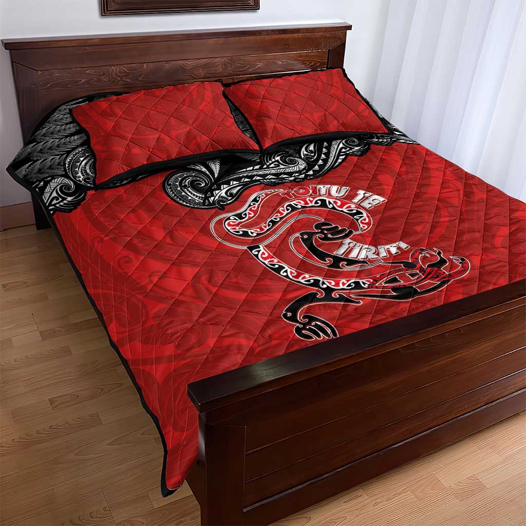 Aotearoa Toitu Te Tiriti Quilt Bed Set Taniwha Tribal Motifs