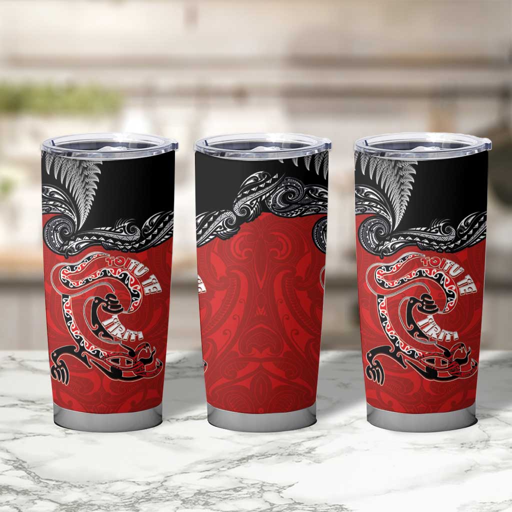 Aotearoa Toitu Te Tiriti Tumbler Cup Taniwha Tribal Motifs
