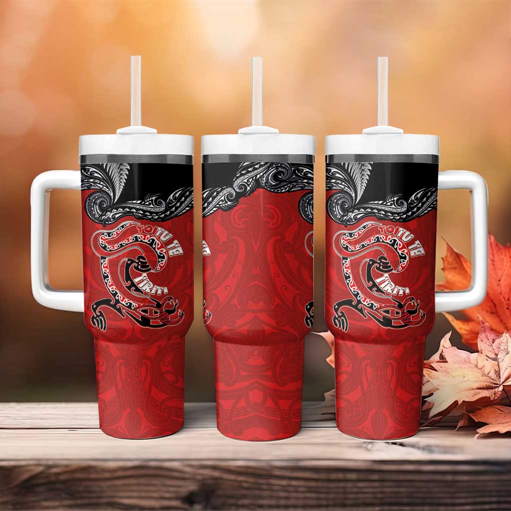 Aotearoa Toitu Te Tiriti Tumbler With Handle Taniwha Tribal Motifs
