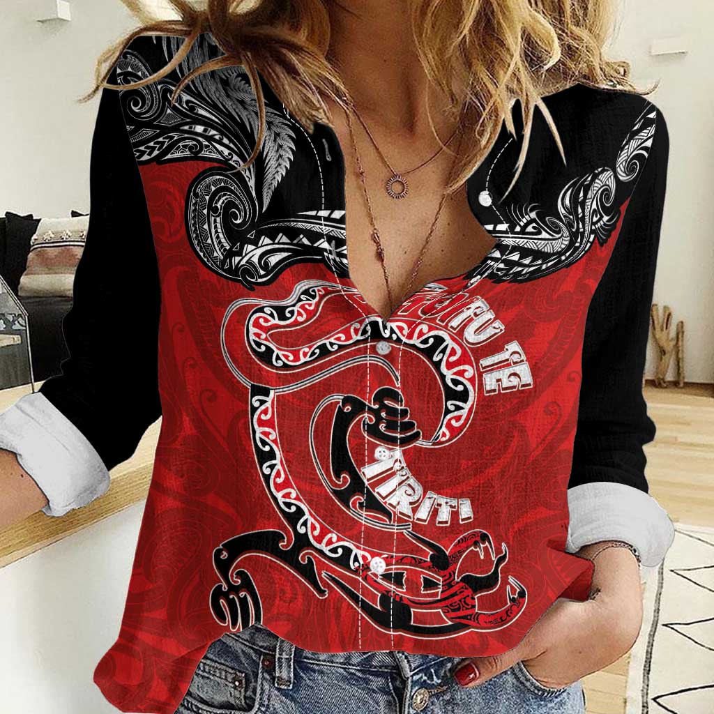 Personalised Aotearoa Toitu Te Tiriti Women Casual Shirt Taniwha Tribal Motifs LT03 Female Multicolor - Polynesian Pride