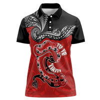 Personalised Aotearoa Toitu Te Tiriti Women Polo Shirt Taniwha Tribal Motifs LT03 Female Multicolor - Polynesian Pride