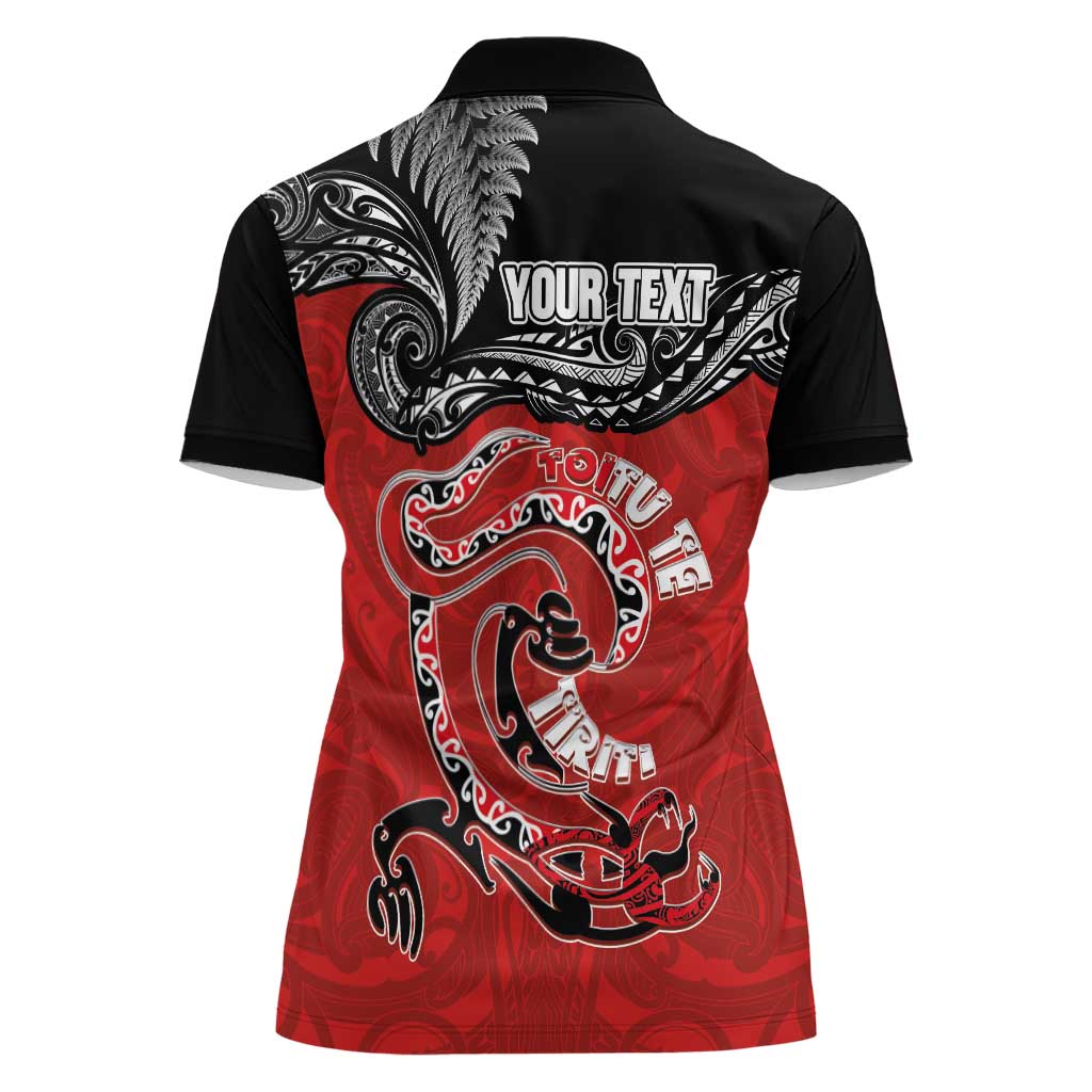 Personalised Aotearoa Toitu Te Tiriti Women Polo Shirt Taniwha Tribal Motifs LT03 - Polynesian Pride
