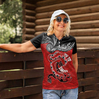 Personalised Aotearoa Toitu Te Tiriti Women Polo Shirt Taniwha Tribal Motifs LT03 - Polynesian Pride