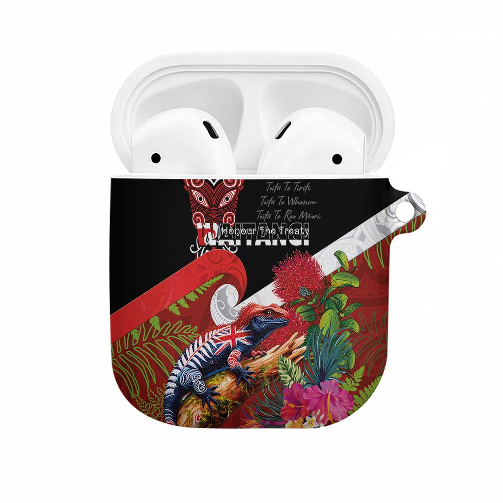 Aotearoa Toitu Te Tiriti AirPods Case Waitangi-Honour The Treaty NZ Tuatara and Plants