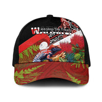 Aotearoa Toitu Te Tiriti Baseball Net Cap Waitangi-Honour The Treaty NZ Tuatara and Plants