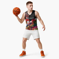Aotearoa Toitu Te Tiriti Basketball Jersey Waitangi-Honour The Treaty NZ Tuatara and Plants LT03 - Polynesian Pride