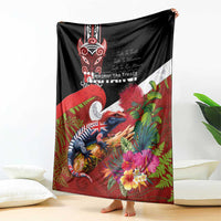 Aotearoa Toitu Te Tiriti Blanket Waitangi-Honour The Treaty NZ Tuatara and Plants