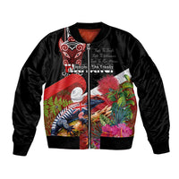 Aotearoa Toitu Te Tiriti Bomber Jacket Waitangi-Honour The Treaty NZ Tuatara and Plants