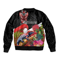 Aotearoa Toitu Te Tiriti Bomber Jacket Waitangi-Honour The Treaty NZ Tuatara and Plants