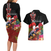 Aotearoa Toitu Te Tiriti Couples Matching Long Sleeve Bodycon Dress and Hawaiian Shirt Waitangi-Honour The Treaty NZ Tuatara and Plants LT03 - Polynesian Pride