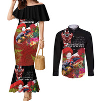 Aotearoa Toitu Te Tiriti Couples Matching Mermaid Dress and Long Sleeve Button Shirt Waitangi-Honour The Treaty NZ Tuatara and Plants LT03 Multicolor - Polynesian Pride